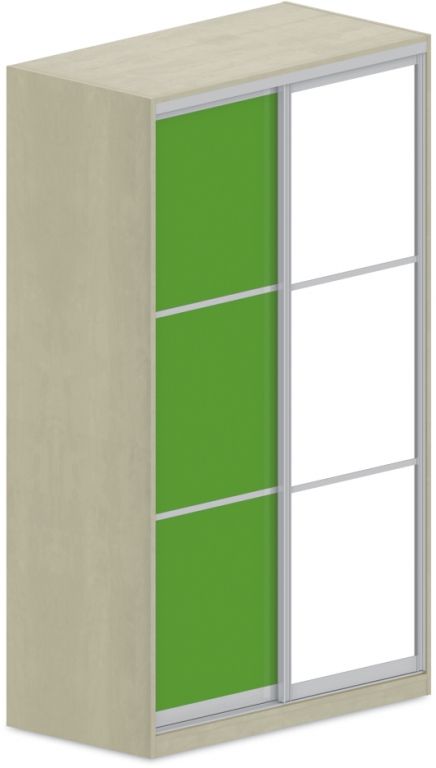 Šatní skříň s posuv. dveřmi, zrcadlo 120x62x205cm - Brilliant white