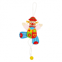 Dřevěná tahací hračka - Klaun červený klobouk