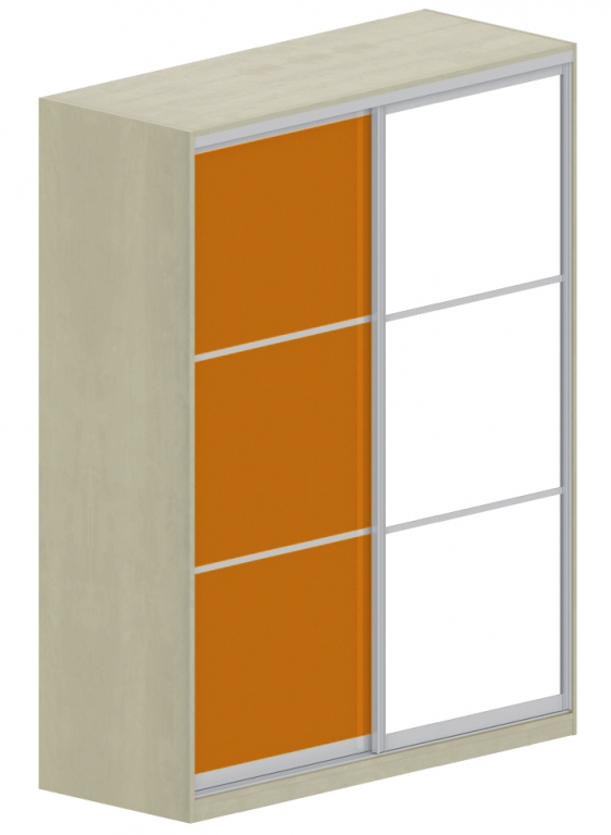 Šatní skříň s posuvnými dveřmi a zrcadlem 160x62x205cm - Orange