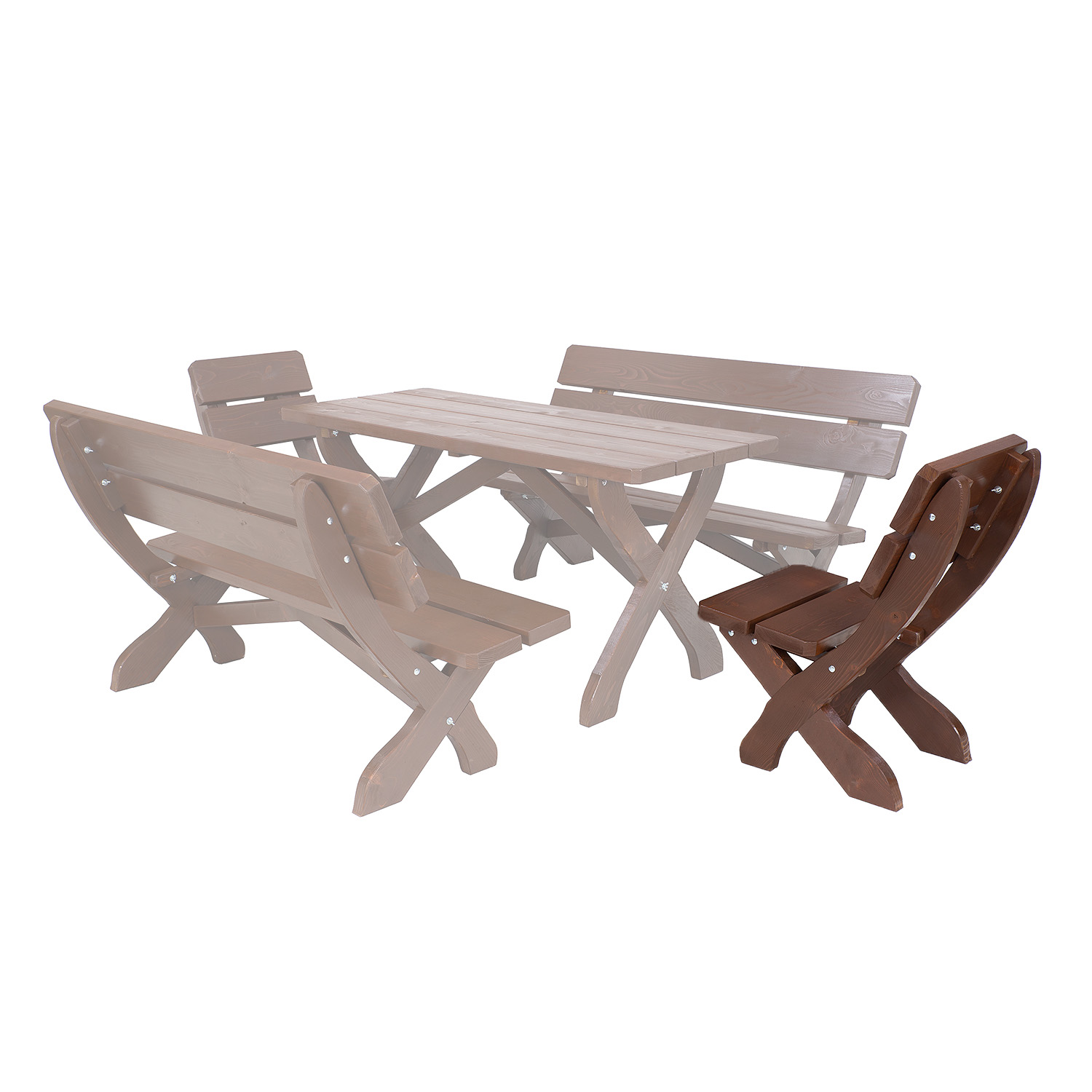 MARIO - zahradní židle z masivního smrkového dřeva 48x62x89cm - Ořech