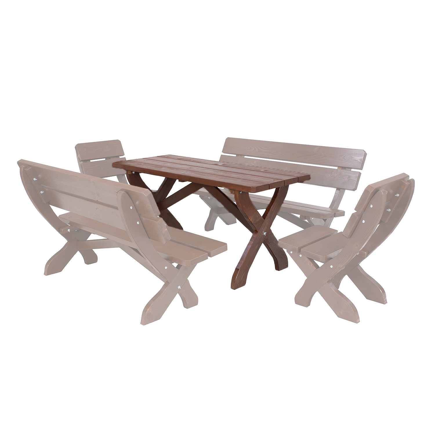 MARIO - zahradní stůl z masivního smrkového dřeva 150x65x72cm - Ořech