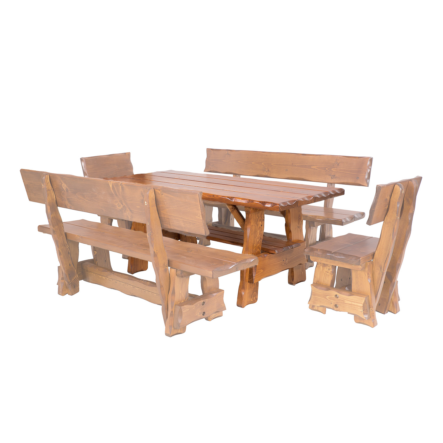 Zahradní stůl ze smrkového dřeva, lakovaný 200x80x83cm - Ořech lak