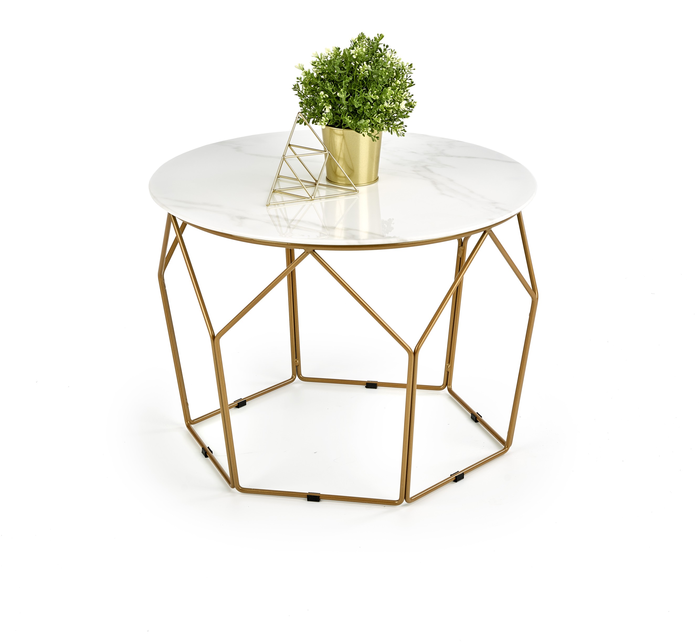 Konferenční stolek Madison 60x45cm - Bílá/Zlatá