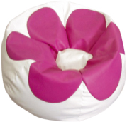 Sedací pytel - Flower 90x90x55cm - Koženka bílá/růžová