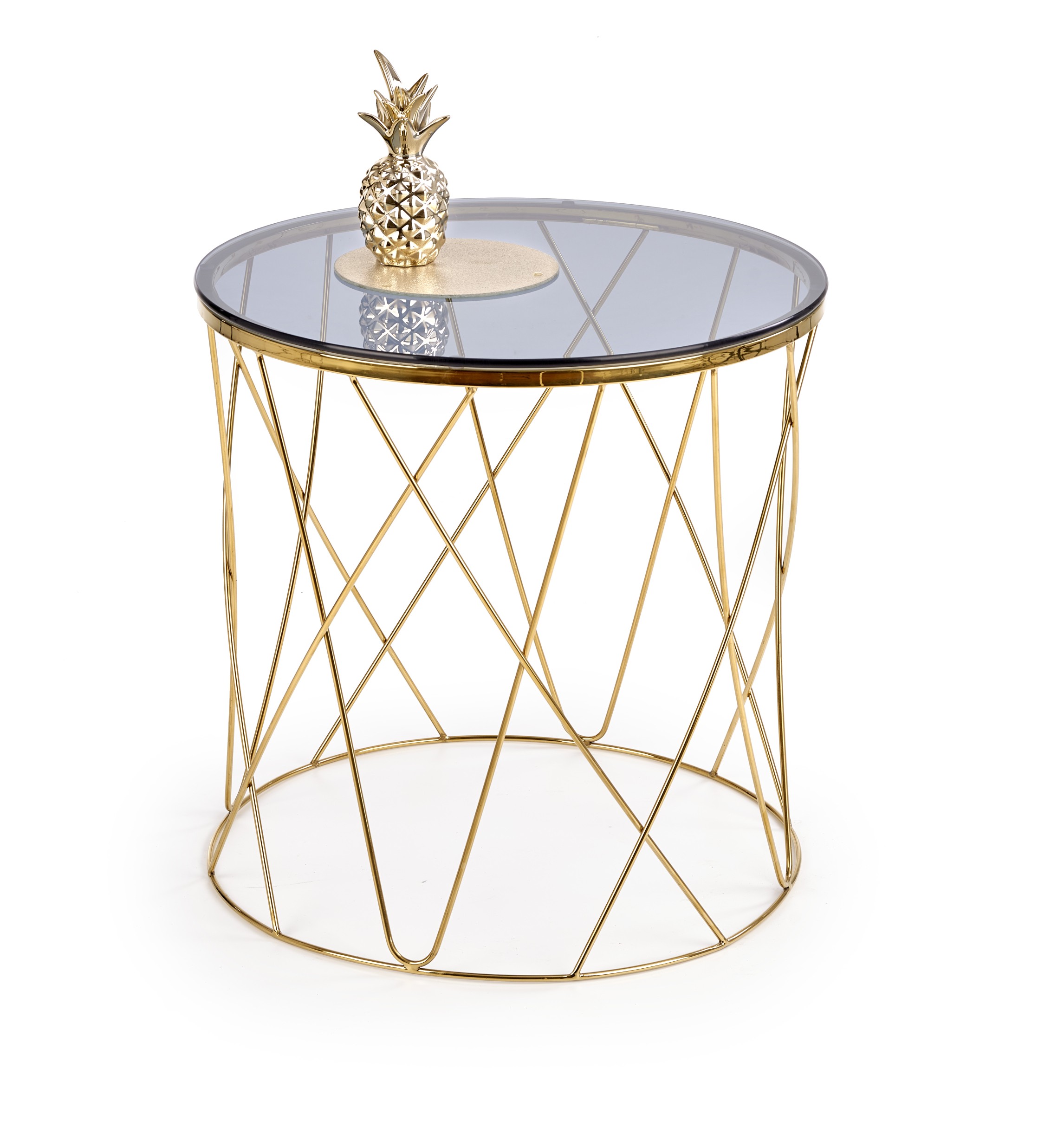 Konferenční stolek Selena 55x55cm - Kouřová /Zlatá