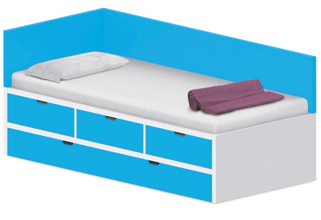 Dětská postel 90x200cm s úložným prostorem Anna - Marmara blue