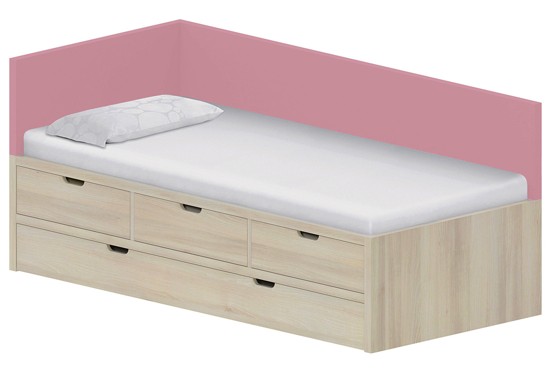 Dětská postel 90x200cm s úložným prostorem Anna - Rose Pink